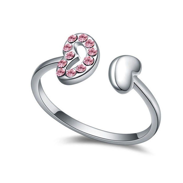 Picture of Austrian Crystal Ring - Two Hearts Across