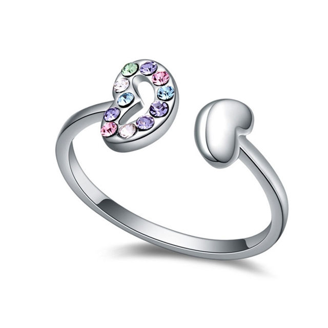 Picture of Austrian Crystal Ring - Two Hearts Across