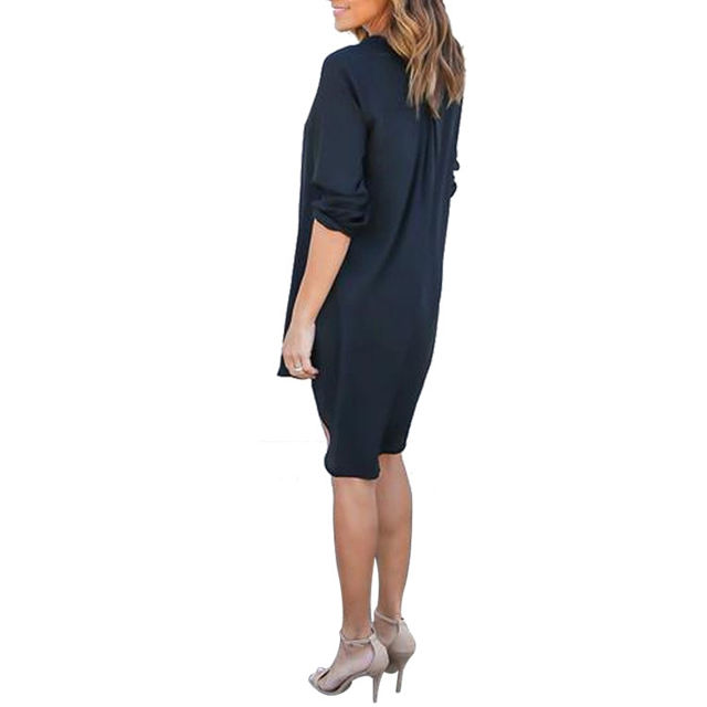 Picture of Justyling Autumn Long-Sleeve V-neck Stylish Chiffon Dress