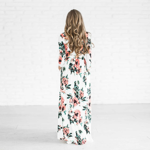 Picture of Women's Long Sleeve Floral Maxi Dress With Pockets