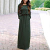 Picture of Round Neck Long Sleeve Maxi Autumn Dress With Belt And Pockets