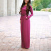 Picture of Round Neck Long Sleeve Maxi Autumn Dress With Belt And Pockets