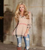 Picture of Fashion Plaid Printed V-Neck 3/4 Sleeve Top