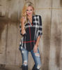 Picture of Fashion Plaid Printed V-Neck 3/4 Sleeve Top