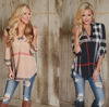 Picture of Fashion Plaid Printed V-Neck 3/4 Sleeve Top