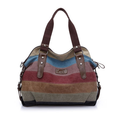 Picture of Women Retro Rainbow Casual Canvas Shoulder Tote Bag