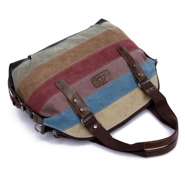 Picture of Women Retro Rainbow Casual Canvas Shoulder Tote Bag