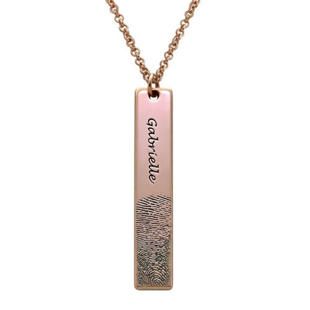 Picture of Fingerprint Engraved Vertical Bar Necklace in 925 Sterling Silver