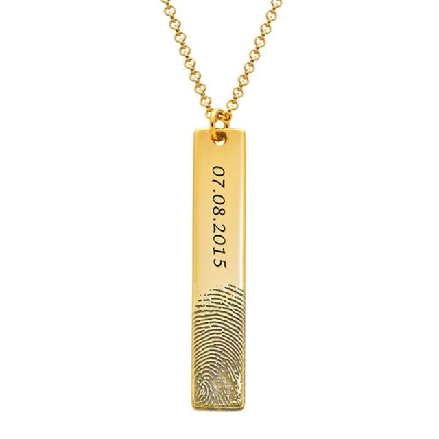 Picture of Fingerprint Engraved Vertical Bar Necklace in 925 Sterling Silver