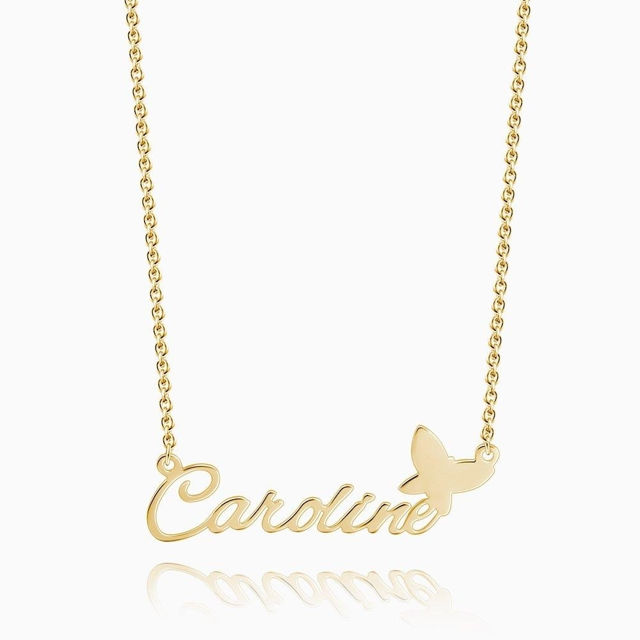 Picture of 925 Sterling Silver Personalized Name Necklace With Butterfly
