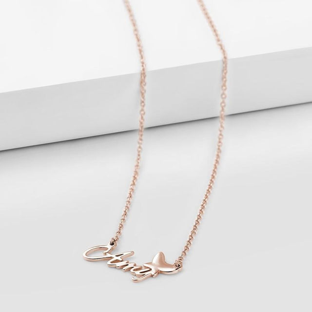 Picture of 925 Sterling Silver Personalized Name Necklace With Butterfly
