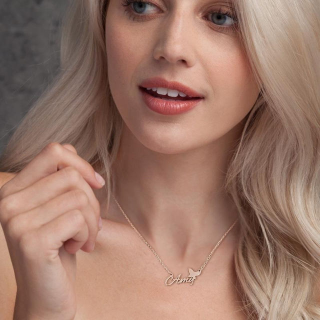Picture of 925 Sterling Silver Personalized Name Necklace With Butterfly