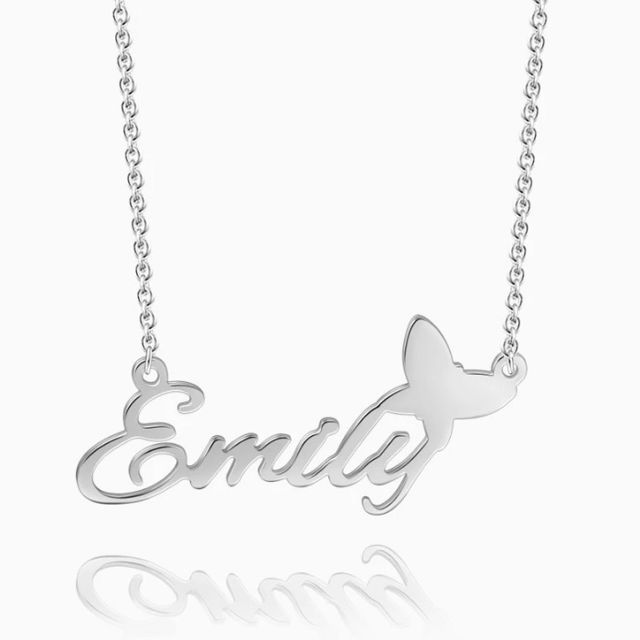 Picture of 925 Sterling Silver Personalized Name Necklace With Butterfly