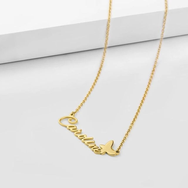 Picture of 925 Sterling Silver Personalized Name Necklace With Butterfly
