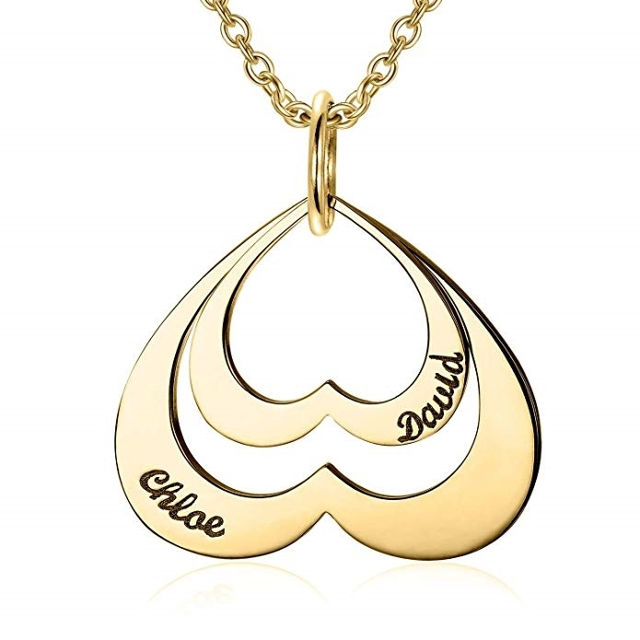 Picture of Personalized Double Heart Necklace in 925 Sterling Silver