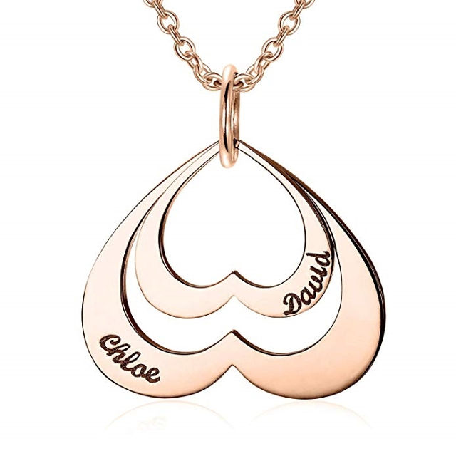 Picture of Personalized Double Heart Necklace in 925 Sterling Silver