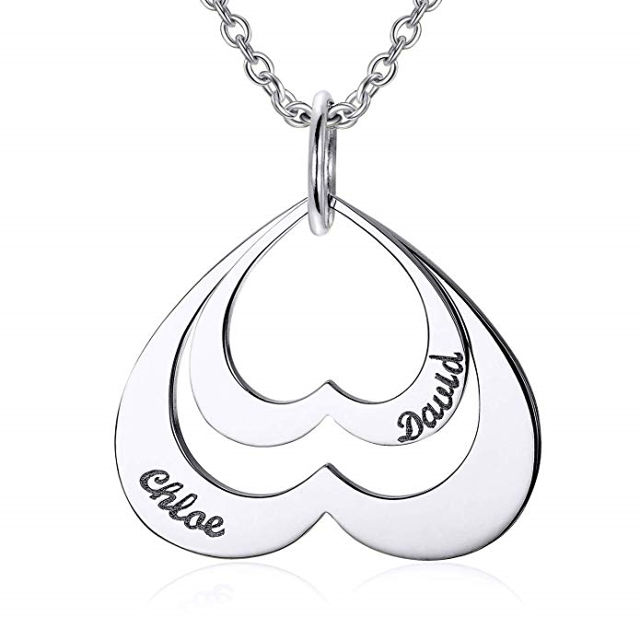 Picture of Personalized Double Heart Necklace in 925 Sterling Silver