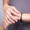 Picture of Unisex Braided Leather Bracelet with Small Custom Beads in 925 Sterling Silver