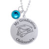 Picture of Sterling Silver Graduation Name With Grad Cap Disc Pendant