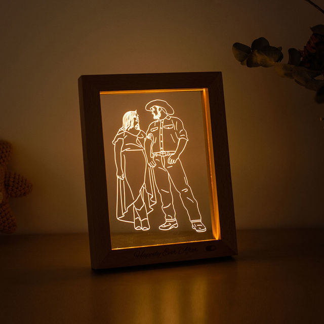 Picture of Custom Wooden Photo Frame LED Night Lamp - Personalize With Your Lovely Photo