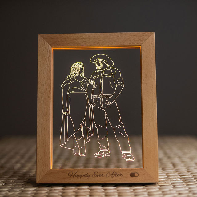 Picture of Custom Wooden Photo Frame LED Night Lamp - Personalize With Your Lovely Photo