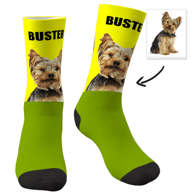 Picture of Custom Photo Socks With Your Pet And Text