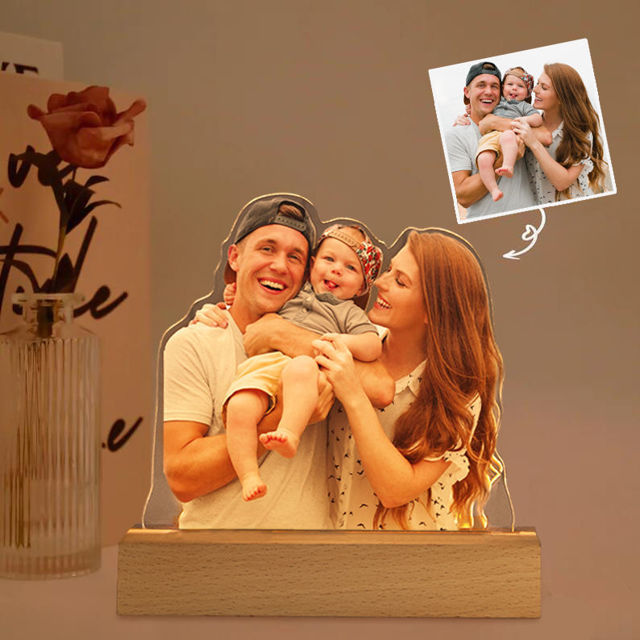 Picture of Colorful Personalized Wooden Base 3D Night Lamp With Your Lovely Photo