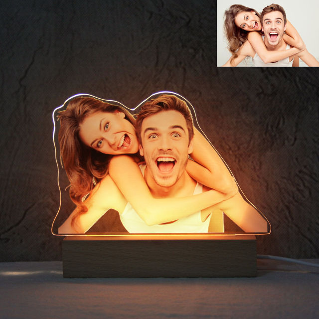 Picture of Colorful Personalized Wooden Base 3D Night Lamp With Your Lovely Photo