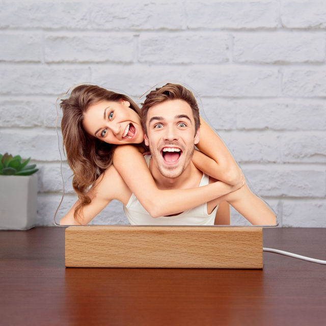 Picture of Colorful Personalized Wooden Base 3D Night Lamp With Your Lovely Photo