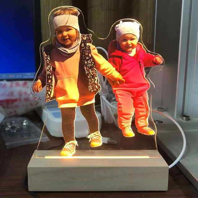 Picture of Colorful Personalized Wooden Base 3D Night Lamp With Your Lovely Photo