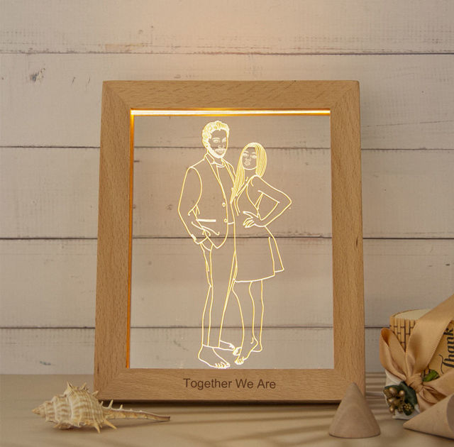 Picture of Custom Wooden Photo Frame LED Night Lamp - Personalize With Your Lovely Photo