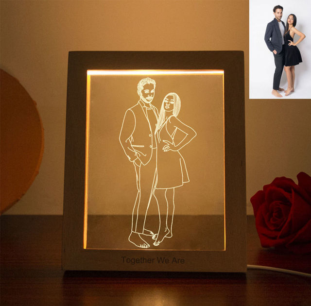 Picture of Custom Wooden Photo Frame LED Night Lamp - Personalize With Your Lovely Photo