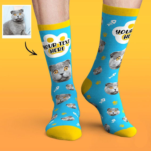 Picture of Custom Face Socks Colorful Candy Series Soft And Comfortable Cat Socks