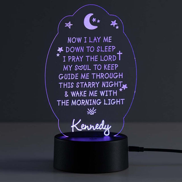 Picture of Custom Name Night Light With Colorful LED Lighting - Multicolor Bedtime Pray Night Light With Personalized Name
