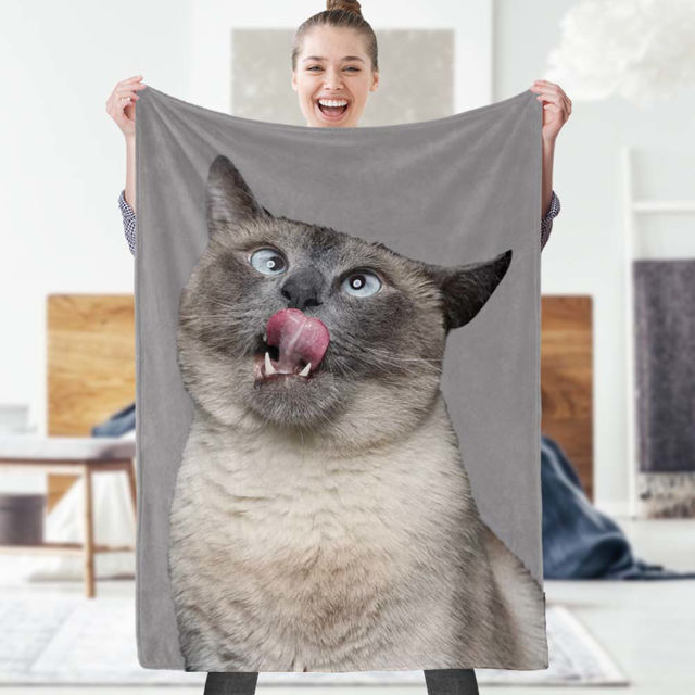 Picture of Custom Photo Blanket Custom Printy Pet Blanket Pets Art Portrait Pet Gifts