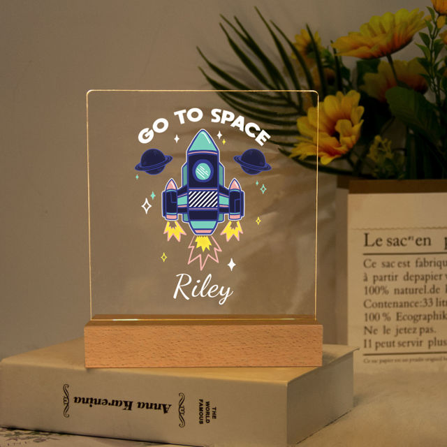 Picture of Rocket Go To Space Night Light - Personalized It With Your Kid's Name