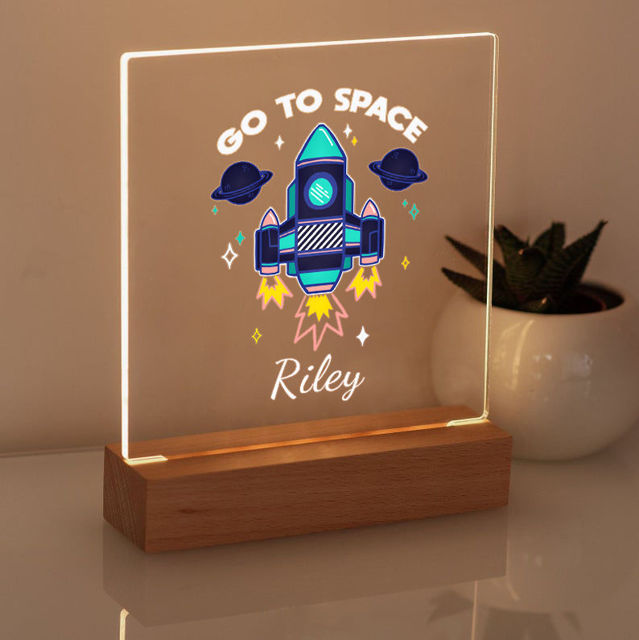 Picture of Rocket Go To Space Night Light - Personalized It With Your Kid's Name
