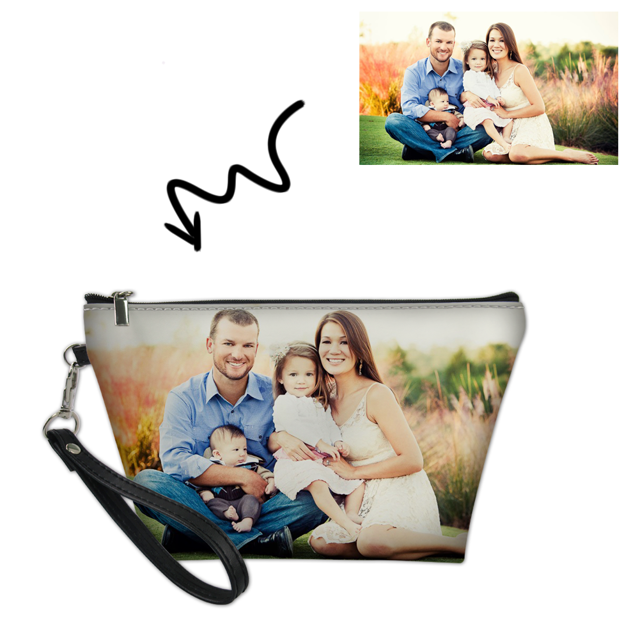 Picture of Custom Photo Portable Cosmetic Bag Personalized Family Photo Make Up Bag