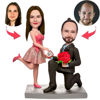 Picture of Custom Bobbleheads: A Couple Proposing Marriage Bobbleheads | Personalized Bobbleheads for the Special Someone as a Unique Gift Idea