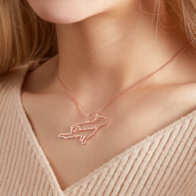 Picture of 925 Sterling Silver Personalized Name Necklace with Your Pet