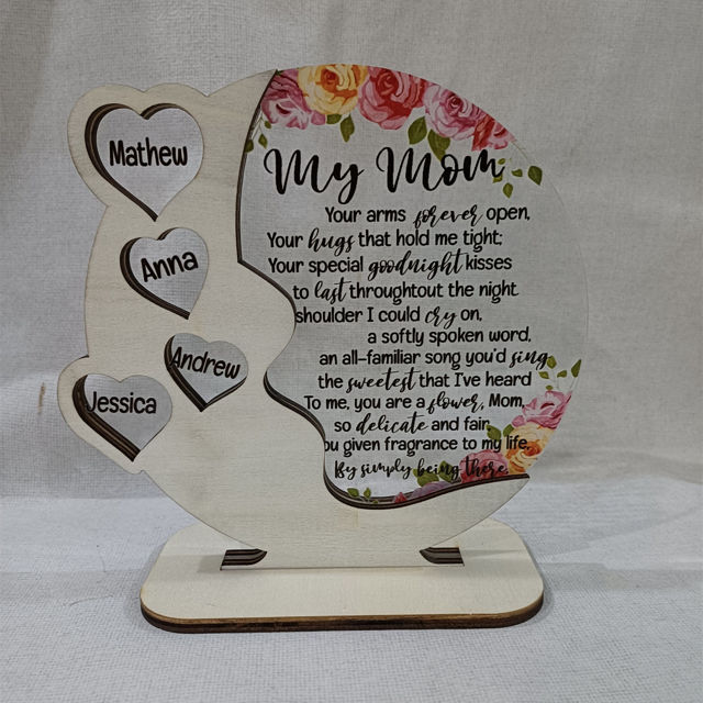 Picture of Personalized Family Love Heart With Flower Rustic Ornament - Best Gift for Mother's Day - The Heart Of You