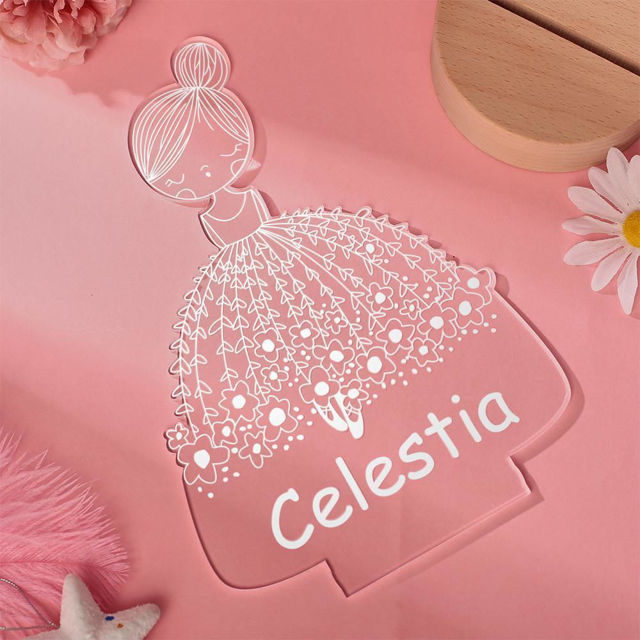 Picture of Girl in Wedding Dress Night Light with Irregular Shape with Round Base - Personalized It With Your Kid's Name