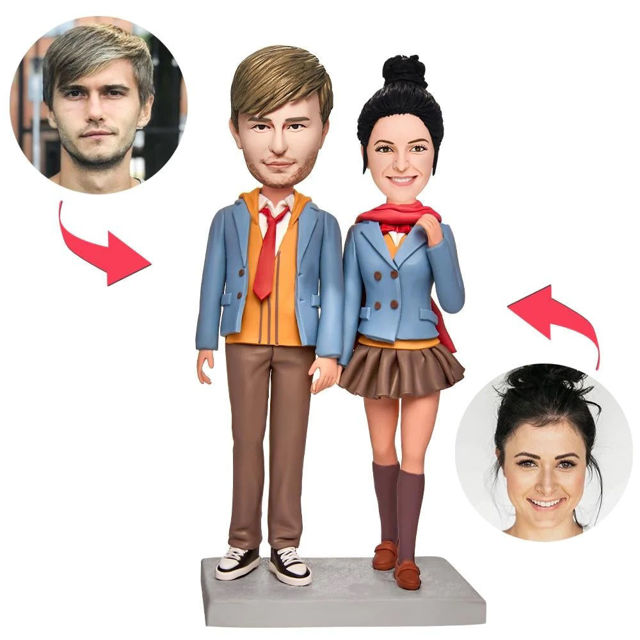 Picture of Custom Bobbleheads: Lovers in Matching Outfits | Personalized Bobbleheads for the Special Someone as a Unique Gift Idea