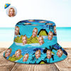 Picture of Custom Bucket Hat Personalized Face All Over Print Tropical Flower Print Hawaiian Fisherman Hat - Sea Mountain