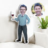 Picture of Custom  Face  Pillow Drinking Wine With Your Face Unique Personalized