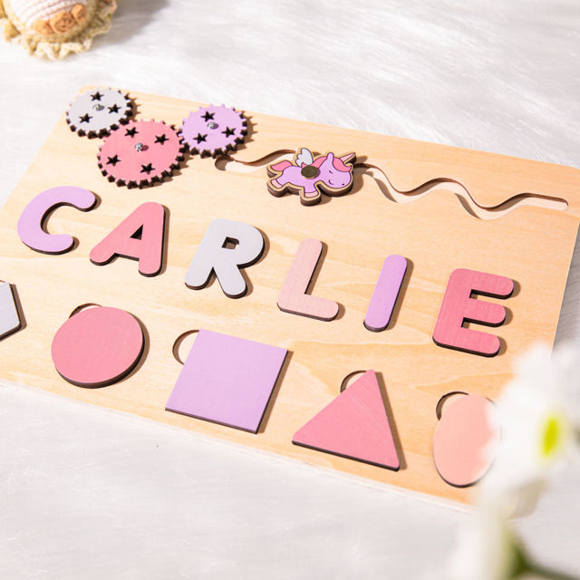 Picture of Personalized Wooden Puzzle Name Board - Custom Toy Gift for Baby - Custom Name Puzzle for Toddlers - 1st Birthday Gift for Baby Boy
