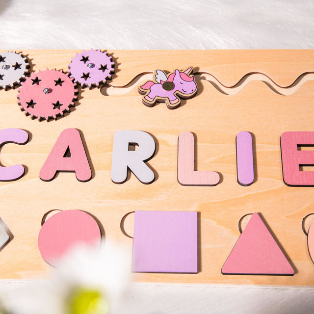 Picture of Personalized Wooden Puzzle Name Board - Custom Toy Gift for Baby - Custom Name Puzzle for Toddlers - 1st Birthday Gift for Baby Boy