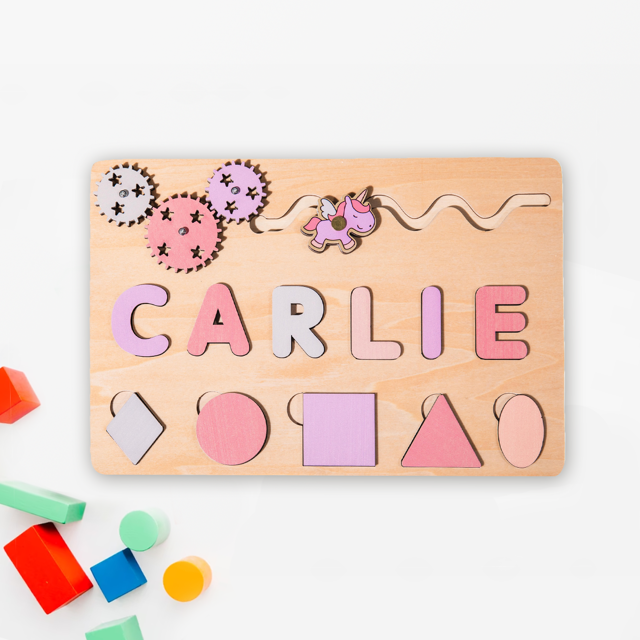 Picture of Personalized Wooden Puzzle Name Board - Custom Toy Gift for Baby - Custom Name Puzzle for Toddlers - 1st Birthday Gift for Baby Boy