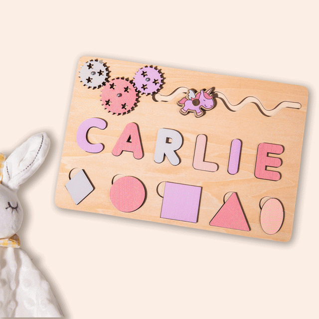 Picture of Personalized Wooden Puzzle Name Board - Custom Toy Gift for Baby - Custom Name Puzzle for Toddlers - 1st Birthday Gift for Baby Boy