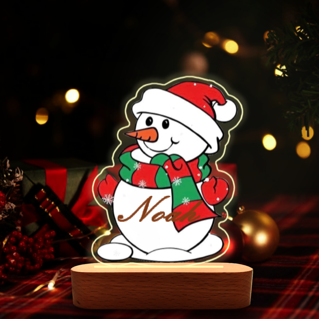 Picture of Cartoon Reindeer Snowman Night Light with Irregular Shape - Personalized It With Your Kid's Name